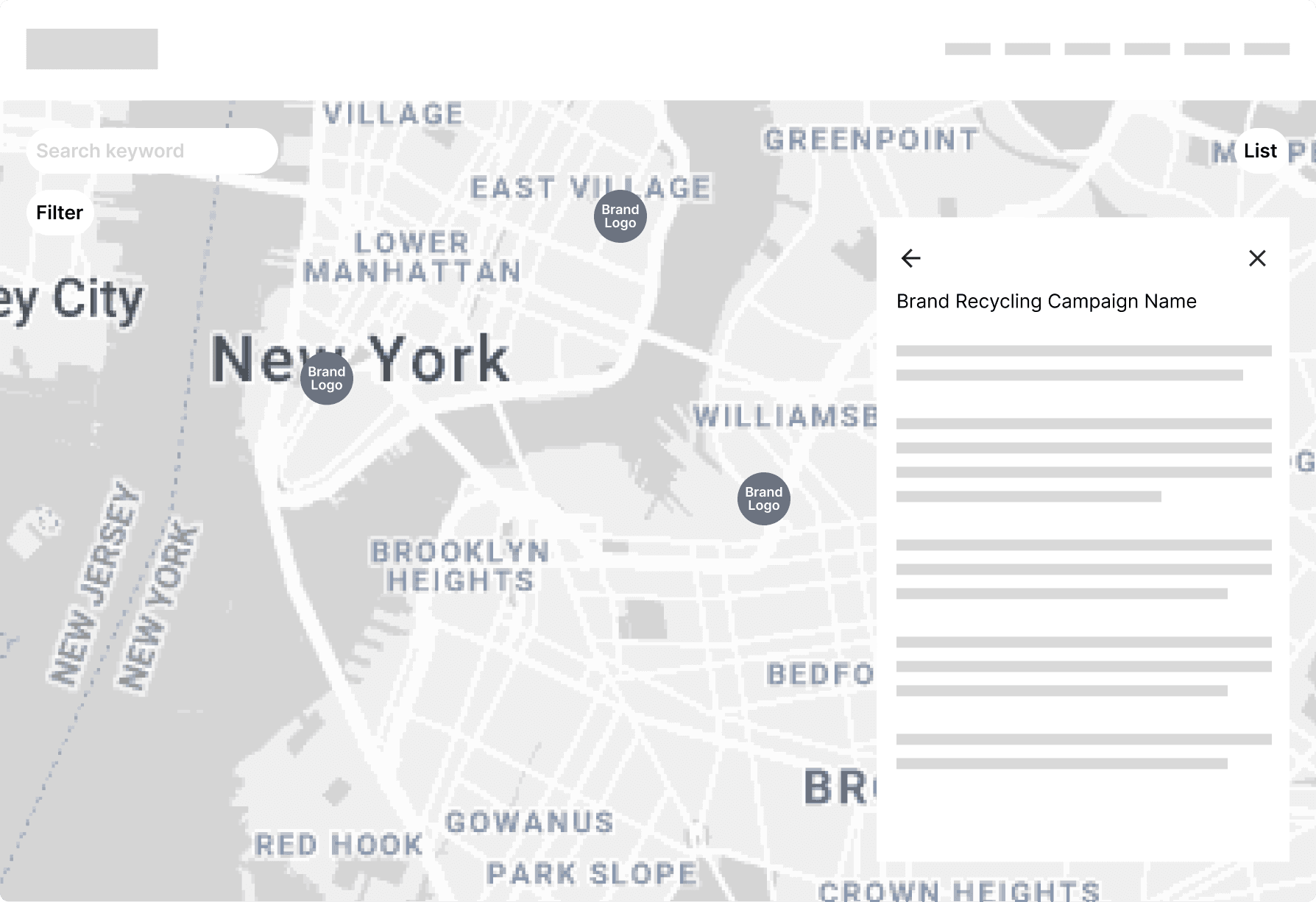 Recycling Information Wireframe