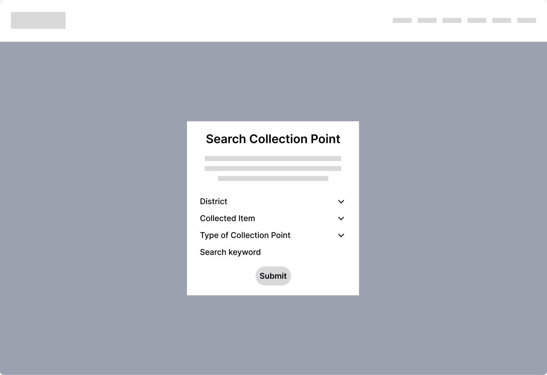 Search Collection Point Wireframe